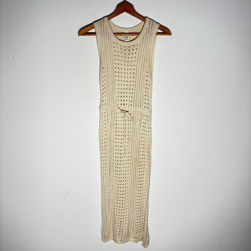 Boho Crochet Beach Cover-Up Sundress Beige Size Large